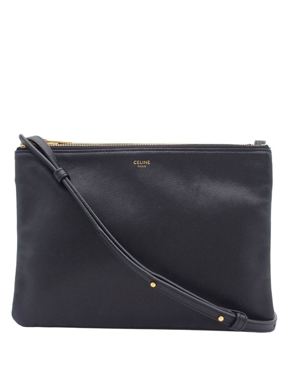 Celine Trio Large Black Lambskin Shoulder Bag